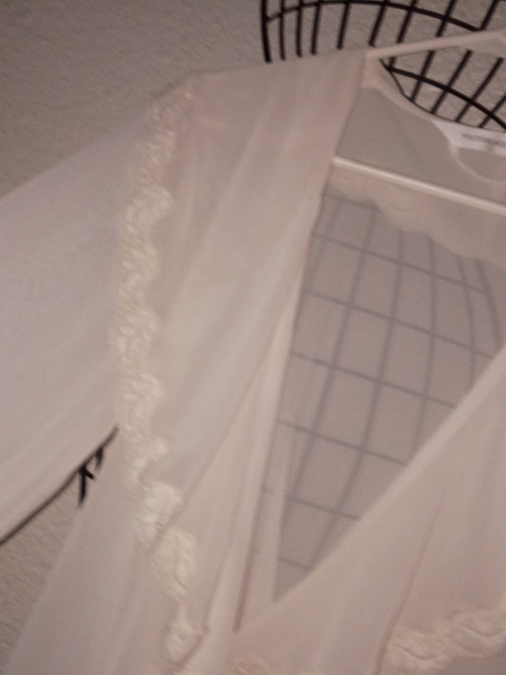 Vintage Victoria's Secret Sheer Ivory Lace Trimmed Chemise Robe VS Elegant S